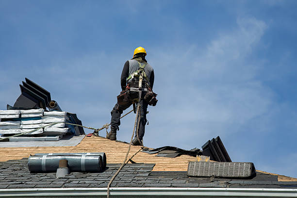 Professional Gutter Installation technician working in Bridgewater, MA